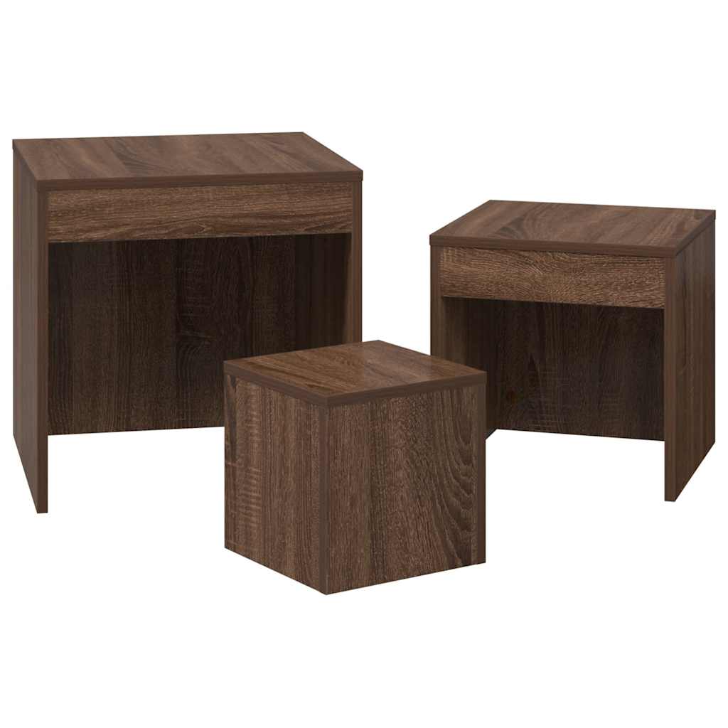 Nesting Tables 3 pcs Brown Oak Engineered Wood